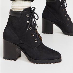 Rachel Comey Black Suede Rollick Lace-Up Boots, Size 8